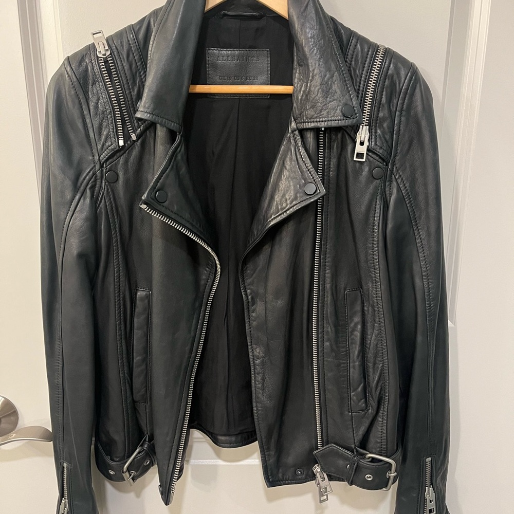 All Saints Black Leather Moto Jacket
